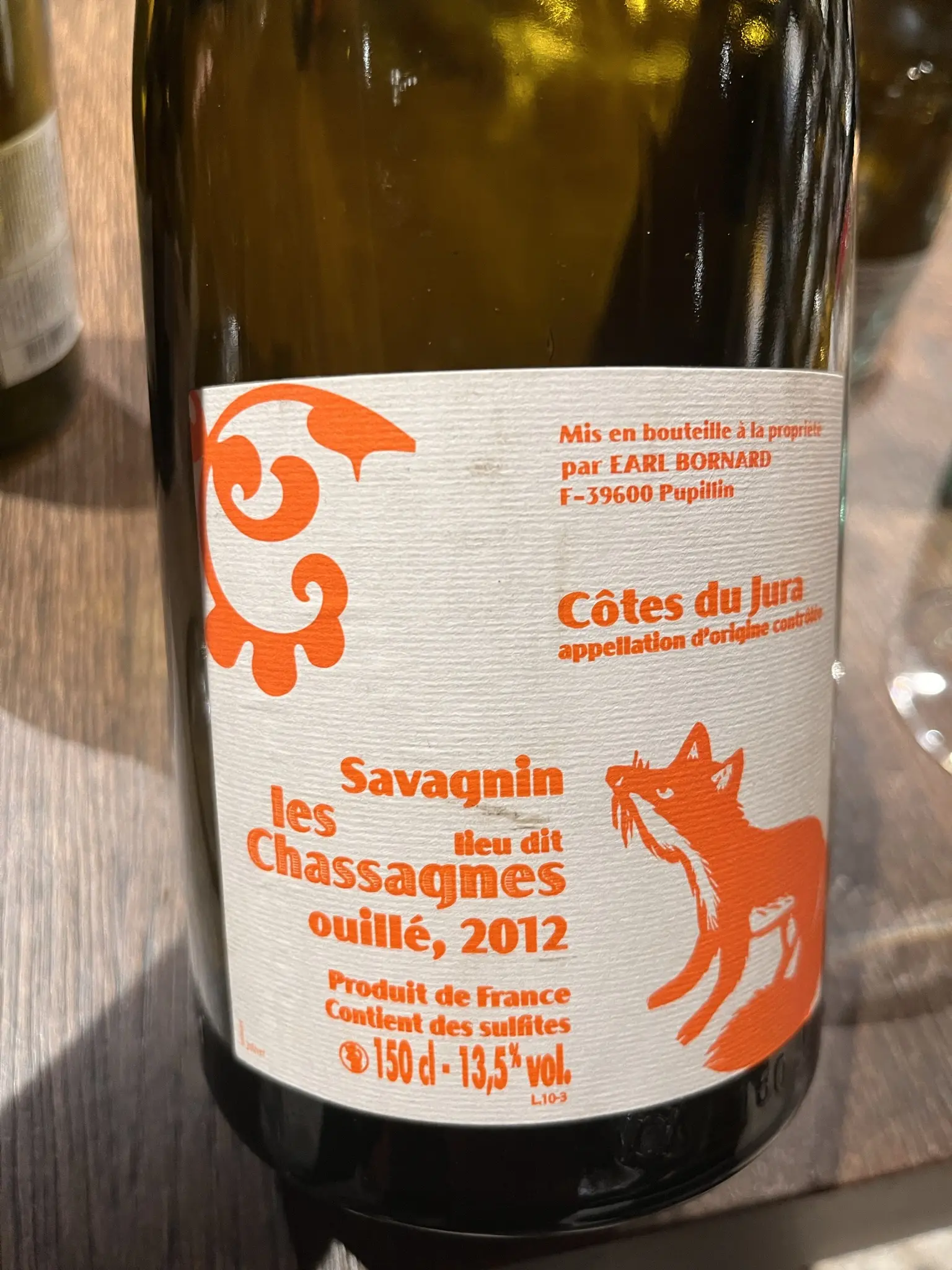 Philippe Bornard Savagnin les Chassagnes lieu dit ouillé 2012