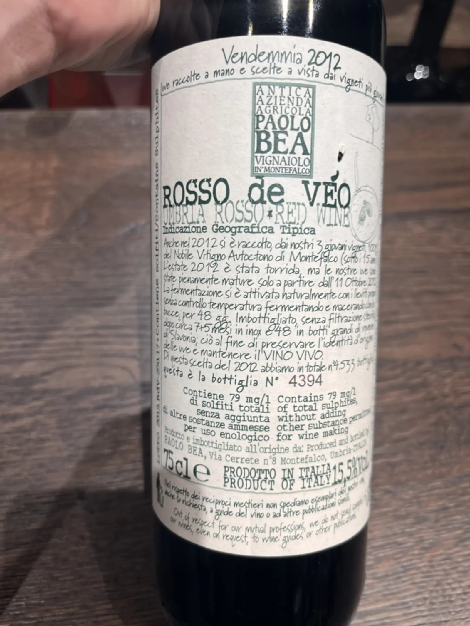 Paolo Bea Rosso de Véo 2012