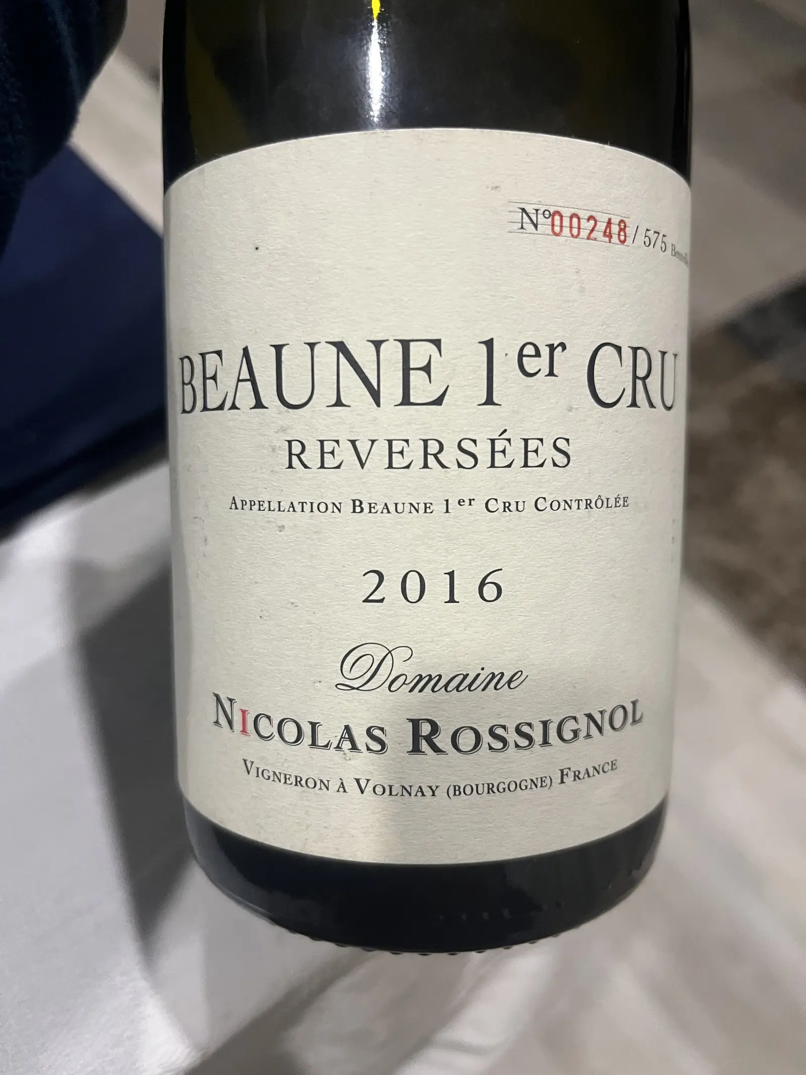 Nicolas Rossignol Beautiful 1er Cru Reversées 2016