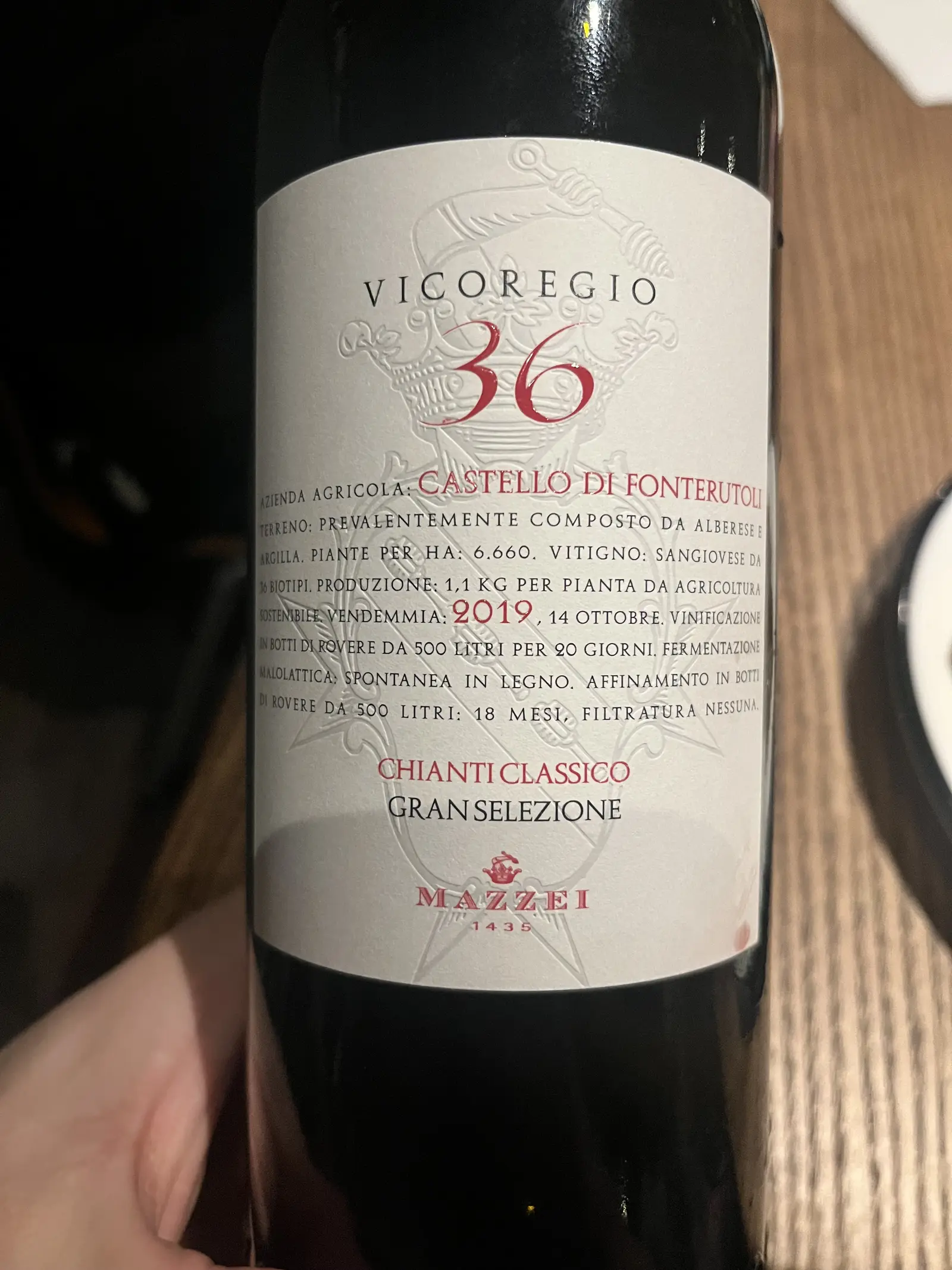Mazzei Castello di Fonterutoli Vicoregio 36 Gran Selezione Chianti Classico 2019