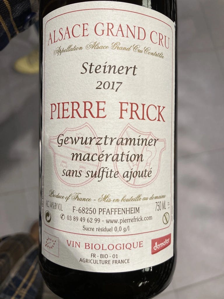 Pierre Frick Gewürztraminer Grand Cru Steinert Macération Pur Vin 2017