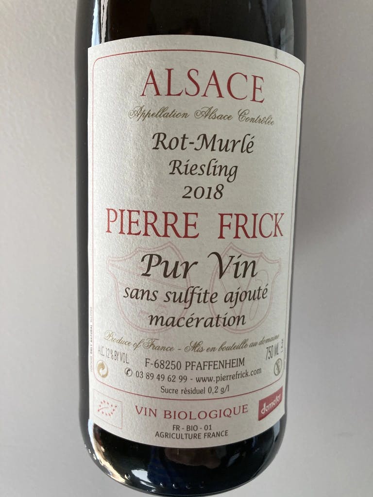 Pierre Frick Rot-Murlé Riesling Macération Pur Vin 2018