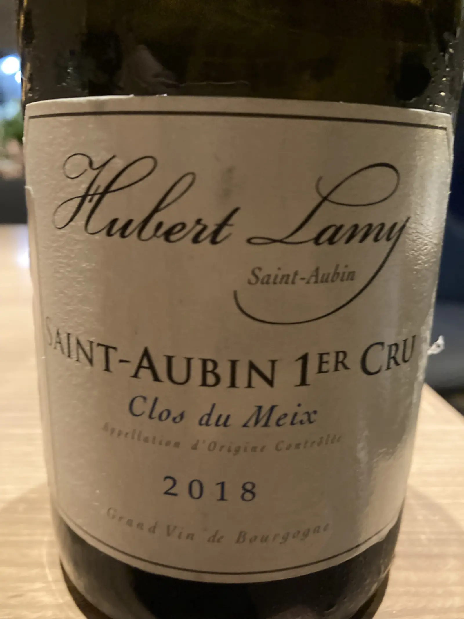 Hubert Lamy Saint-Aubin 1er Cru Clos du Meix 2018