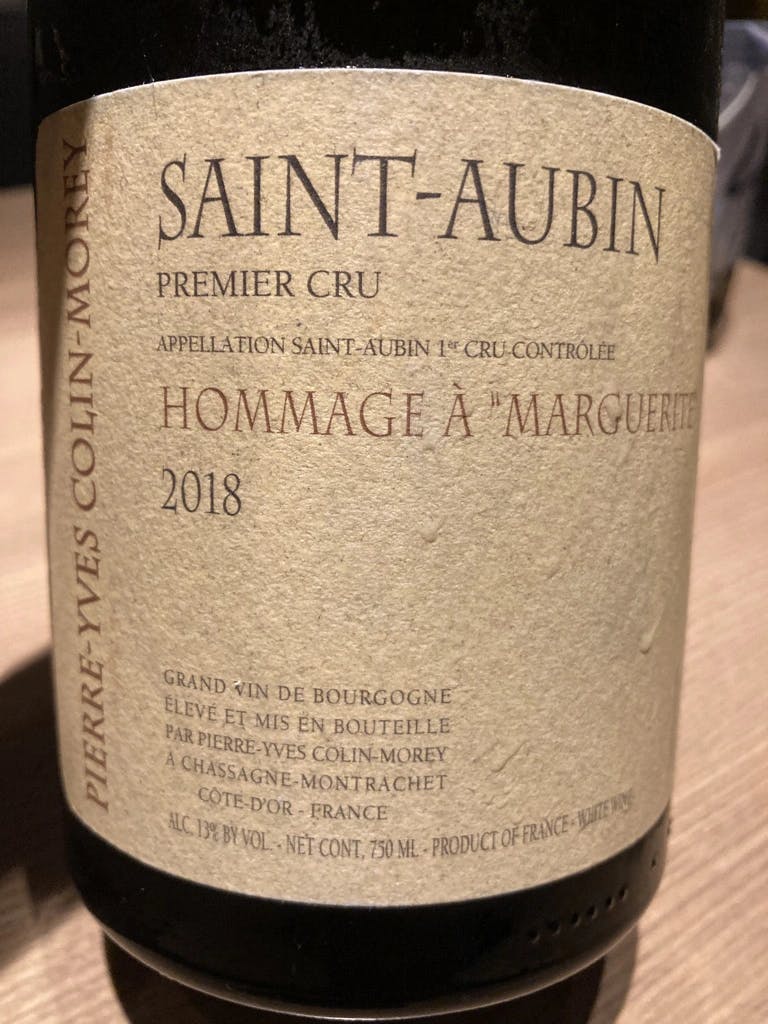 Pierre-Yves Colin-Morey Saint-Aubin Premier Cru Cuvee Marguerite Blanc 2018