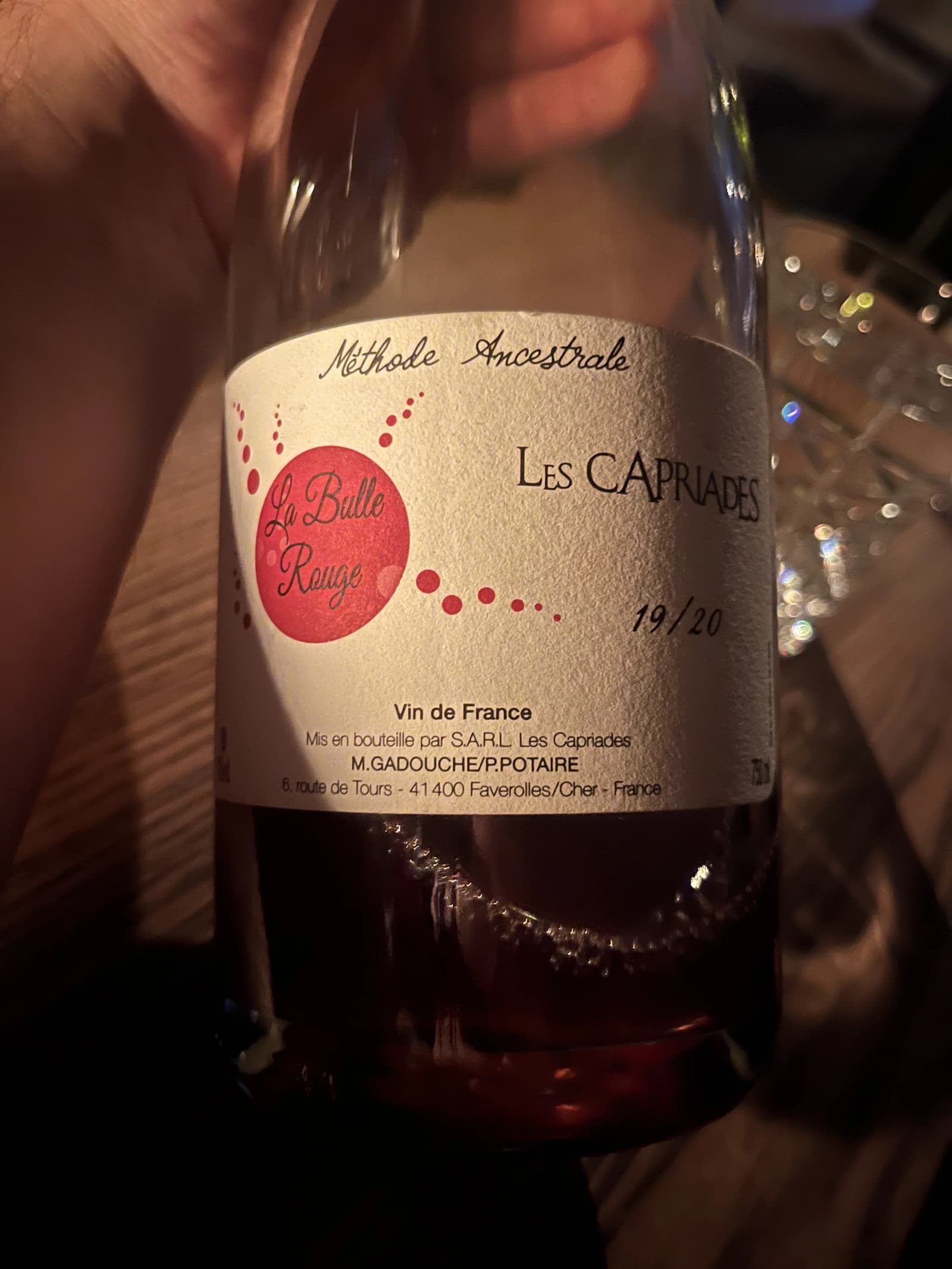 Les Capriades La Bulle Rouge Méthode Ancestrale 19/20 NV