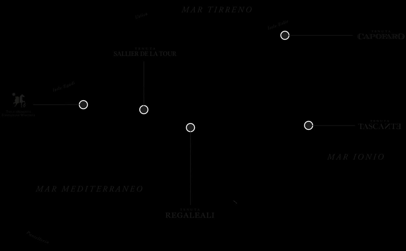 Map of Tasca d'Almerita's five Sicilian estates, from tascadalmerita.it