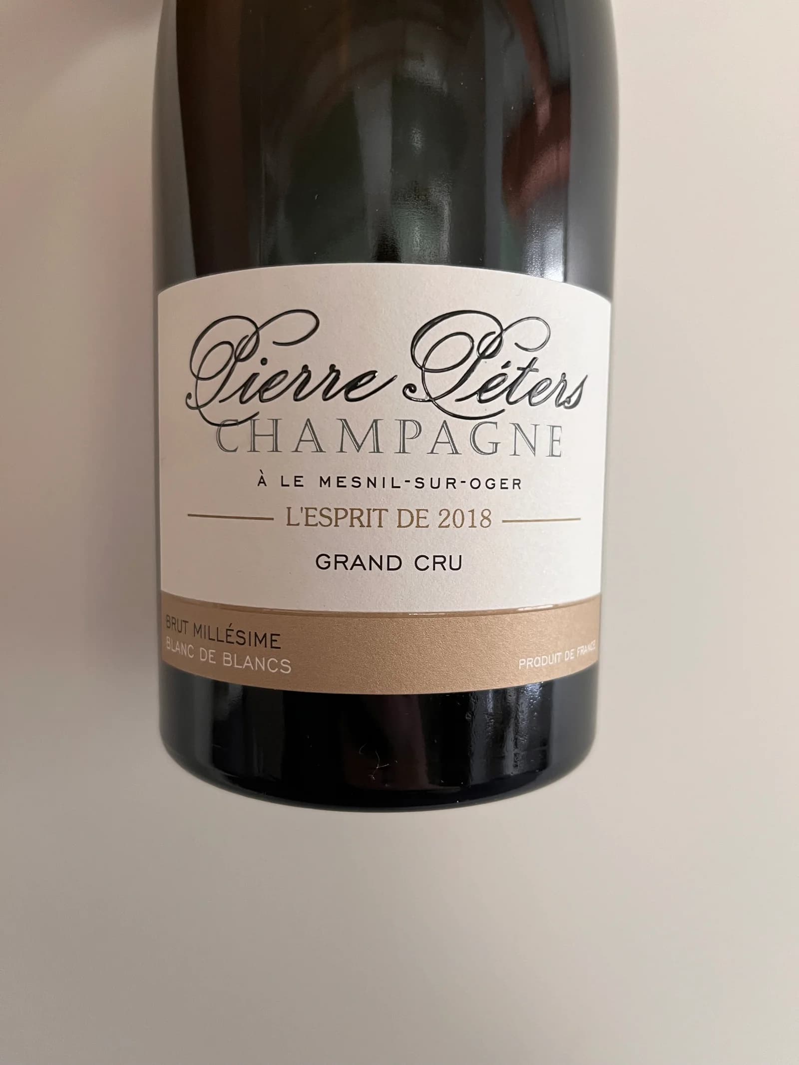 Pierre Péters Brut Millésime Blanc de Blancs Grand Cru L'esprit 2018