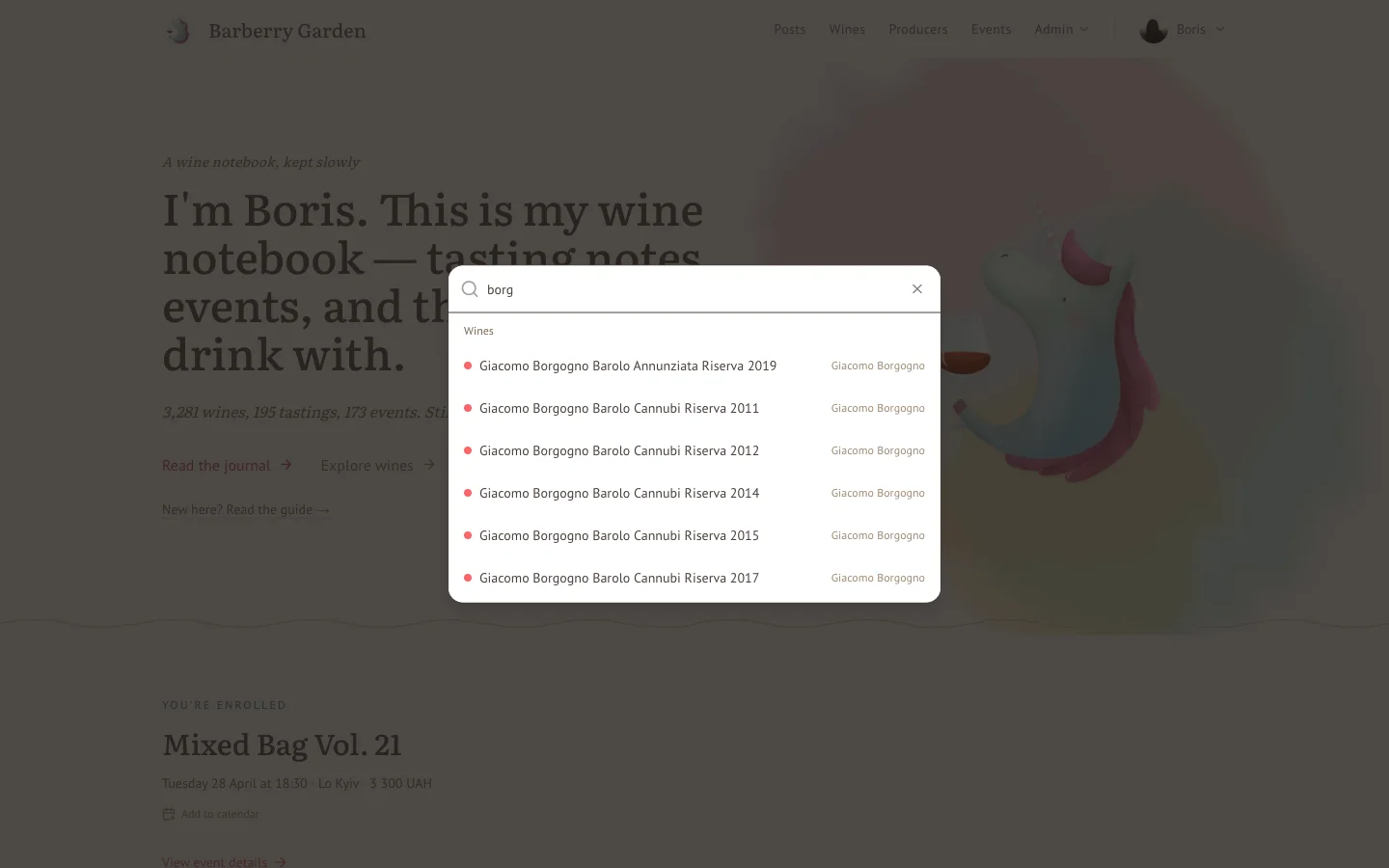 The command palette - three letters, six Borgognos, one keystroke away.