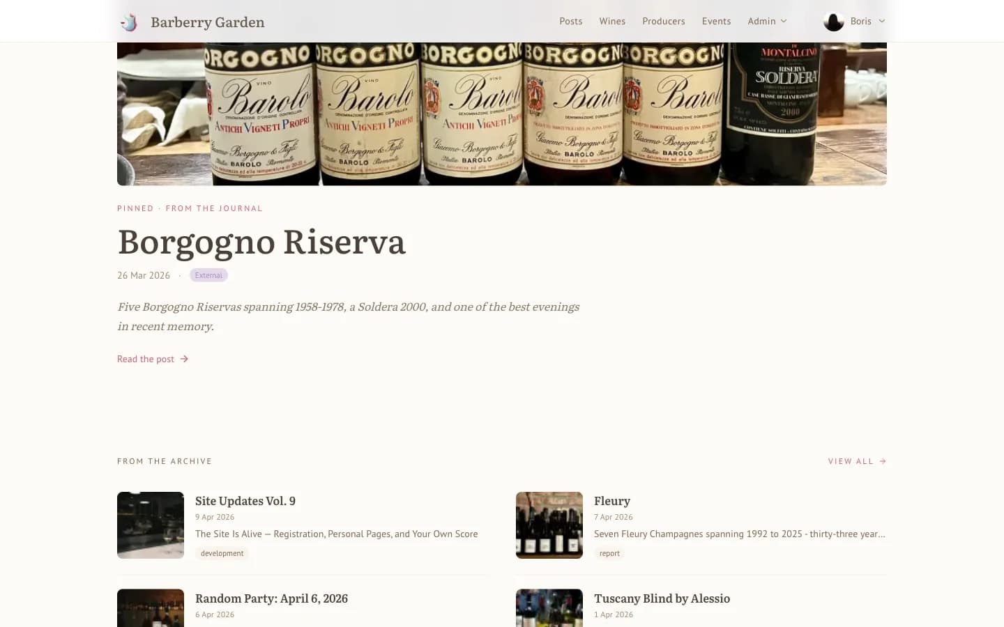 Further down - a proper pinned headline, a grid that's a grid and not a card wrapper.