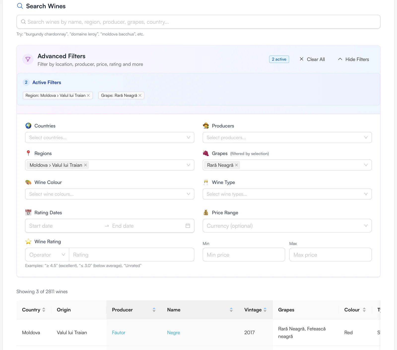 All the new shiny filters in expanded state.