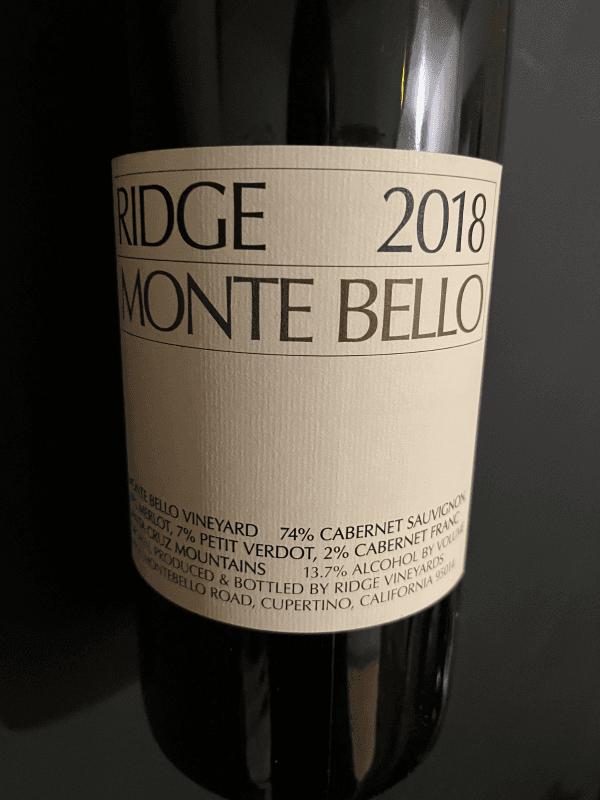 Ridge Vineyards Monte Bello Magnum 2018